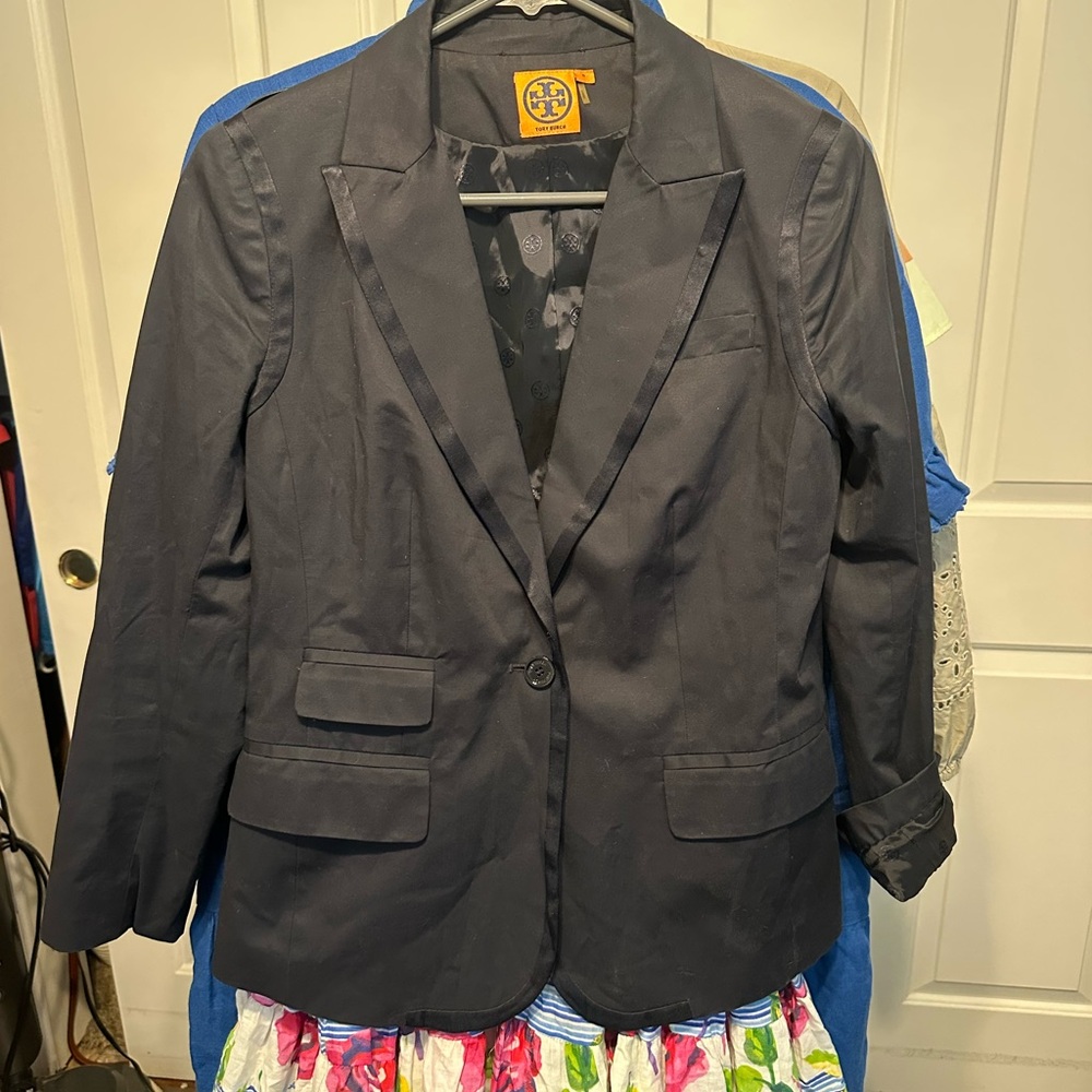 Tory Burch Orange Tag with Navy Logo